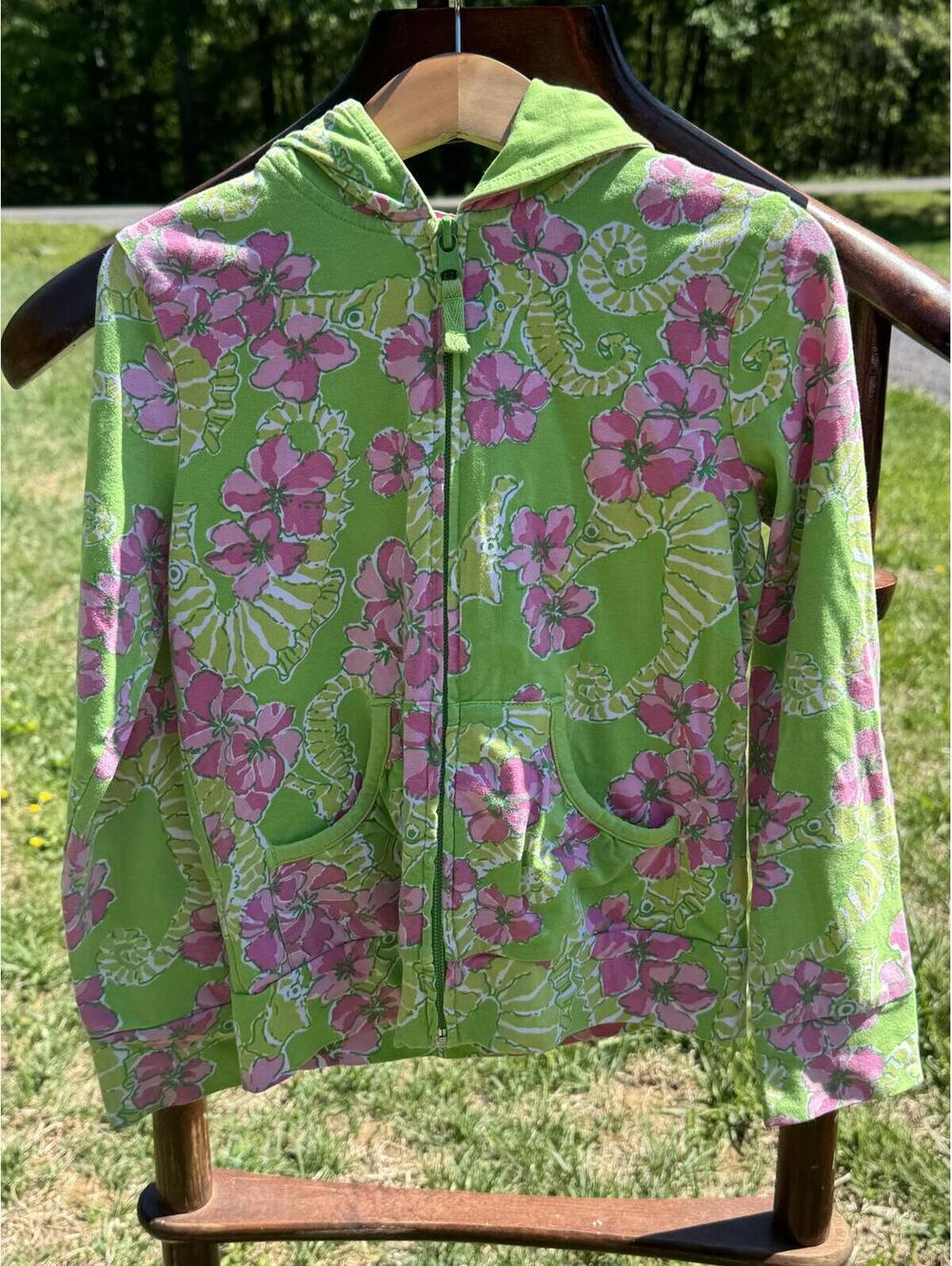 Lilly Pulitzer Girl Green Floral Zip-Up Hoodie